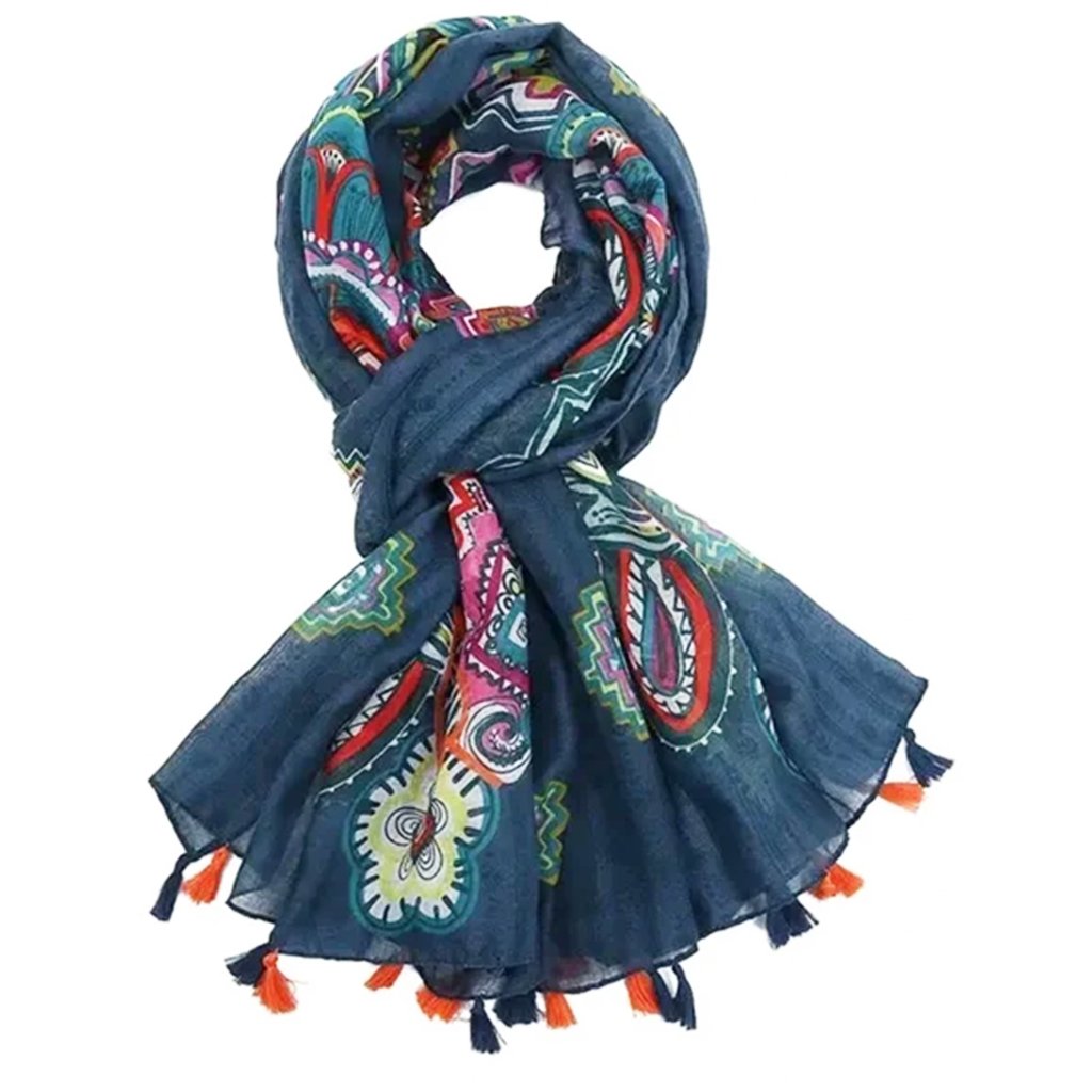 Lightweight Scarf For Summer Modern Geometric Print Scarves And Shawls Tassels